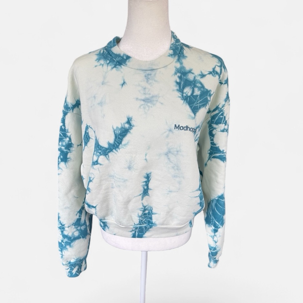 Madhappy Blue Tie-Dye Oversized Cozy Cotton Pullover Sweatshirt Size Xs
